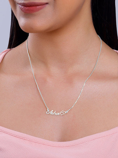 Silver Personalised Dual Heart Necklace