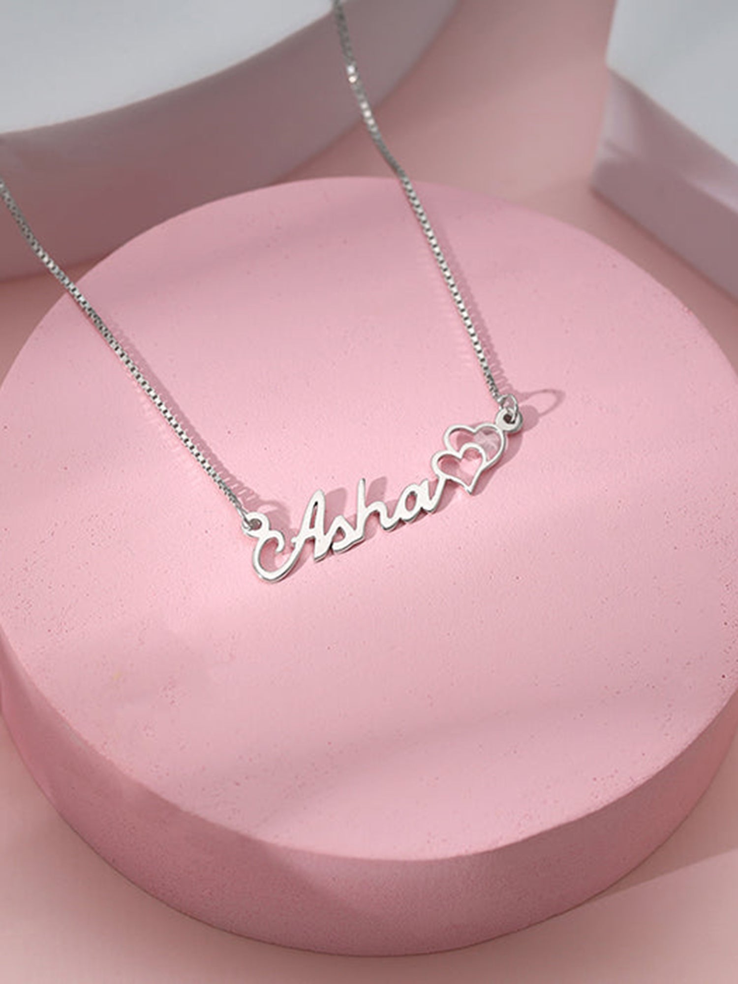 Silver Personalised Dual Heart Necklace