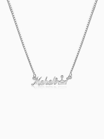 Silver Personalised Queen Necklace