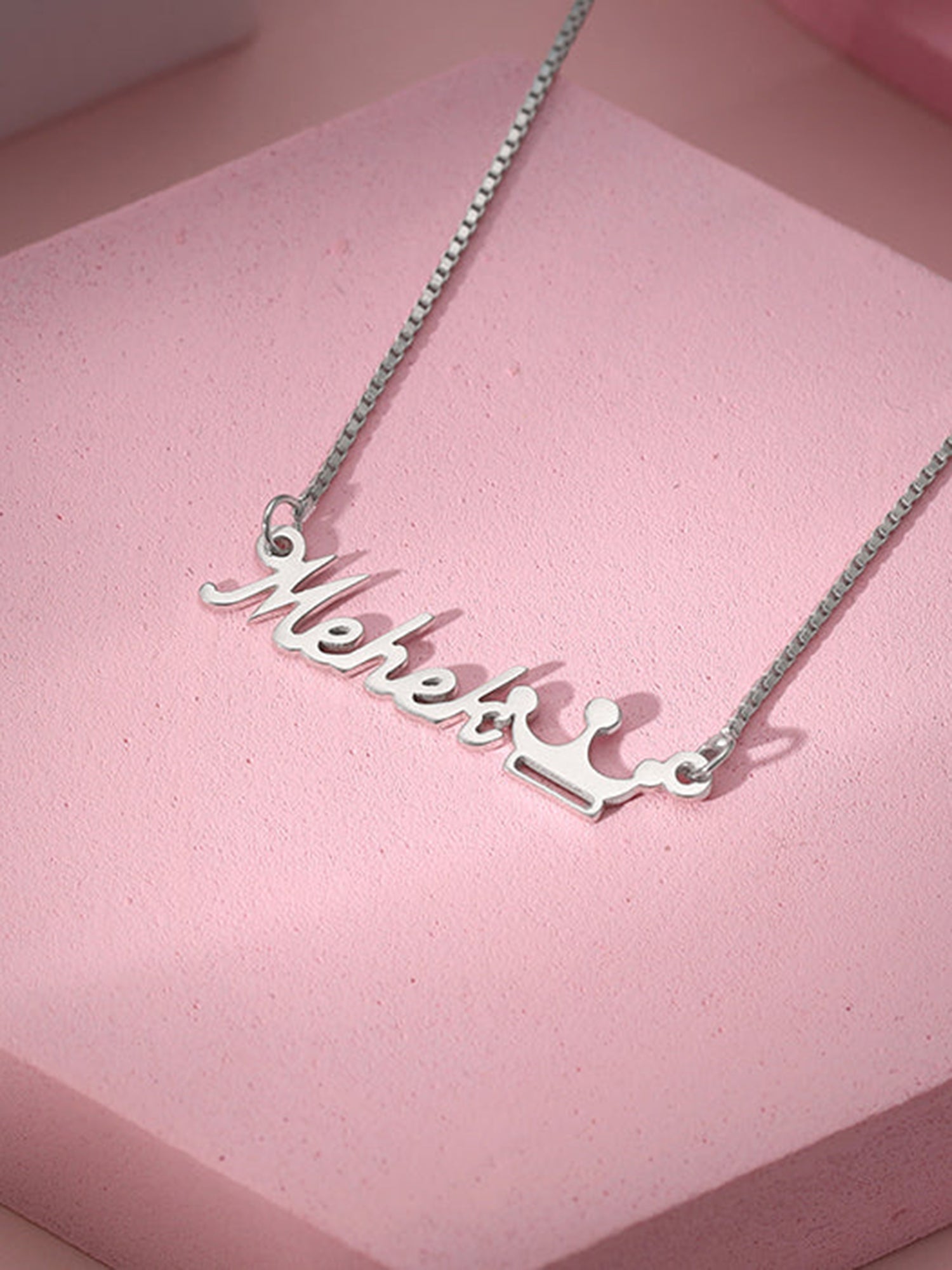 Silver Personalised Queen Necklace