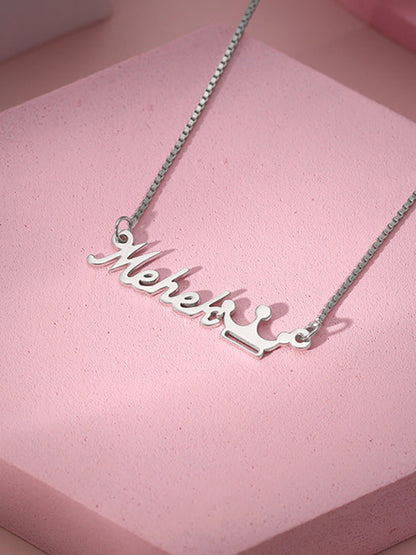 Silver Personalised Queen Necklace
