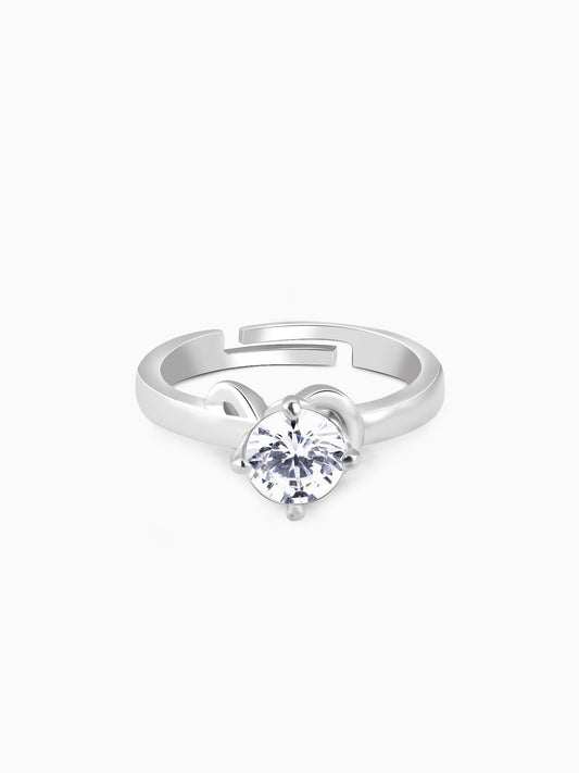 Silver Zircon Classic Ring