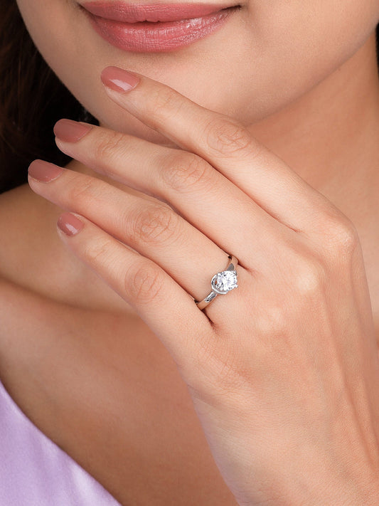 Silver Zircon Classic Ring