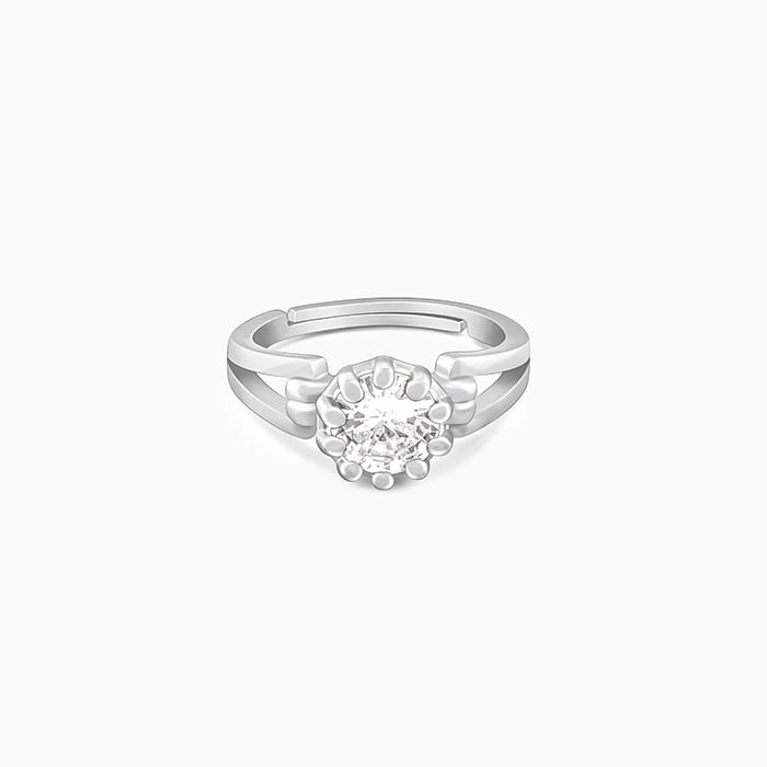 Silver Zircon Loop Ring - Image 1