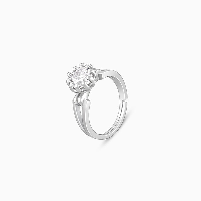 Silver Zircon Loop Ring - view 4