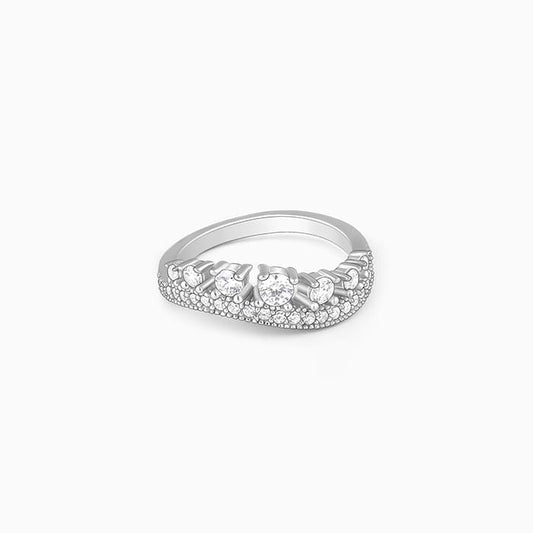 Silver Wavy Zircon Ring