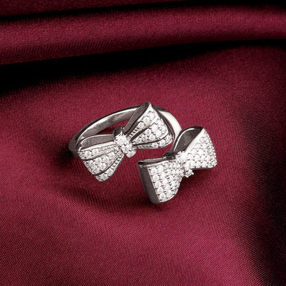 Silver Dual Bow Ring
