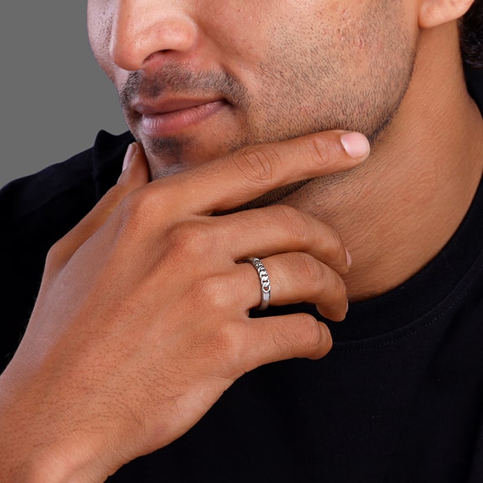 Silver Classic Chain Ring for Him - view 3