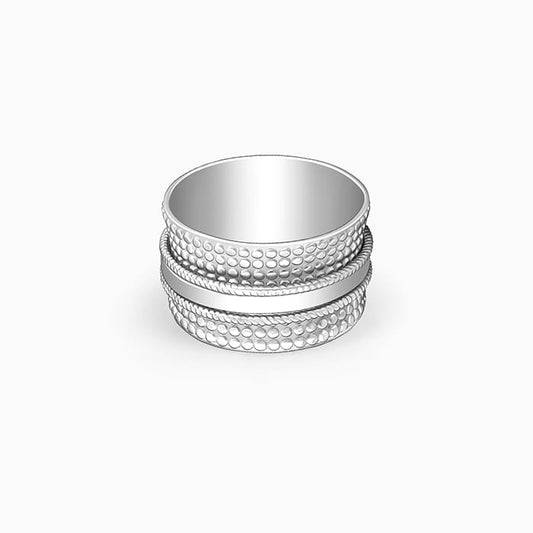 Silver Multi Pattern Ring