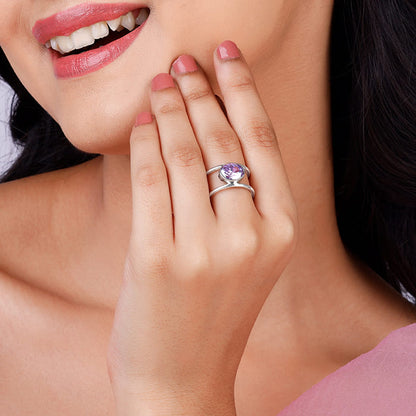 Silver Lavender Love Ring