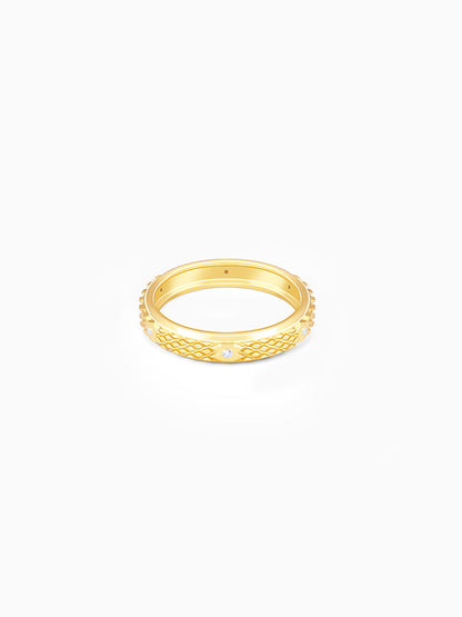 Golden Elegant Pattern Ring Band For Her