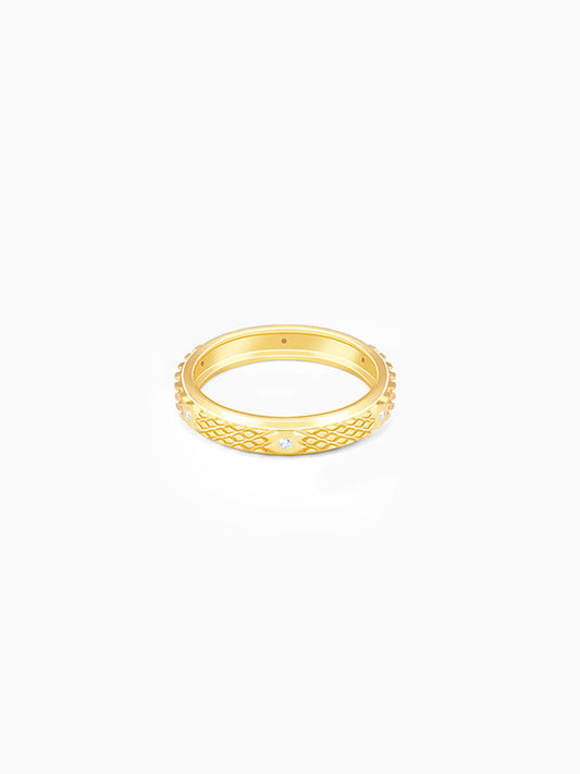 Golden Elegant Pattern Ring Band For Her