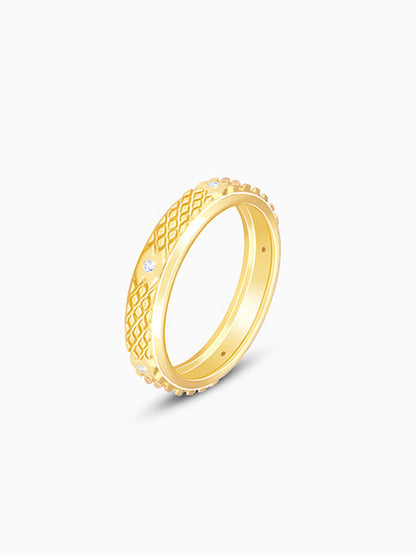 Golden Elegant Pattern Ring Band For Her