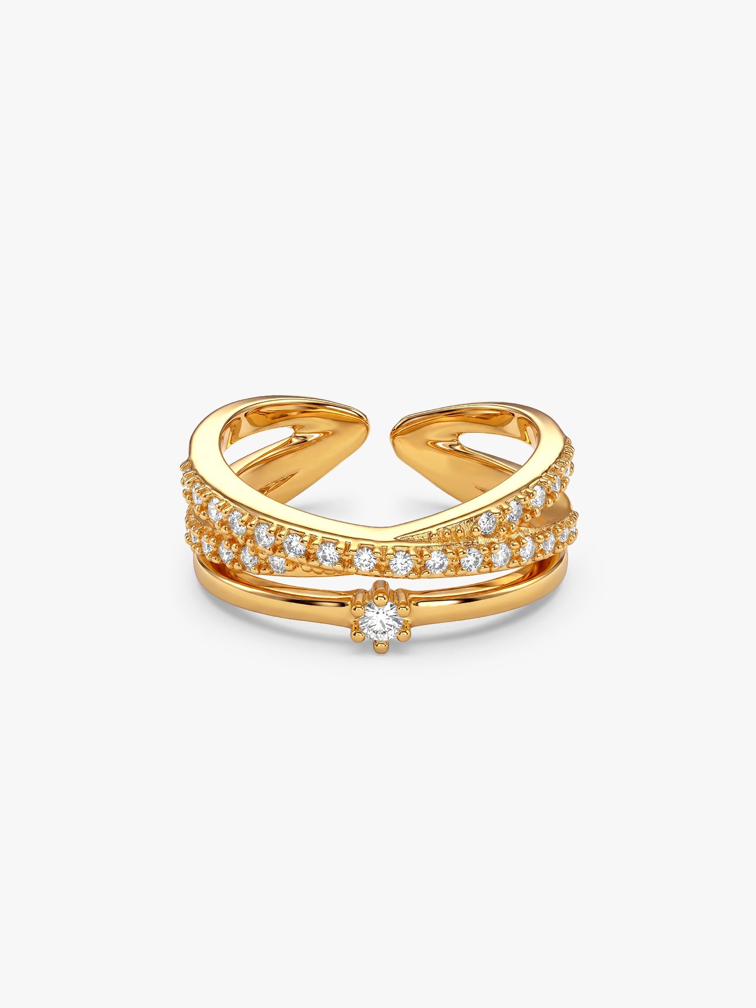 Golden Layered Interweave Ring