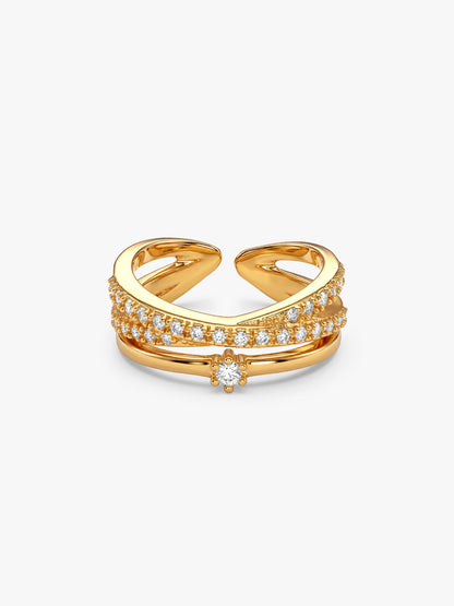 Golden Layered Interweave Ring