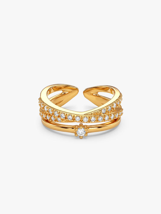 Golden Layered Interweave Ring