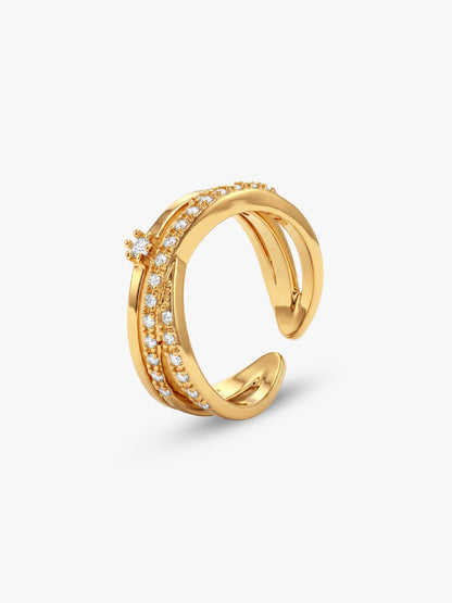 Golden Layered Interweave Ring