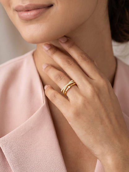 Golden Layered Interweave Ring