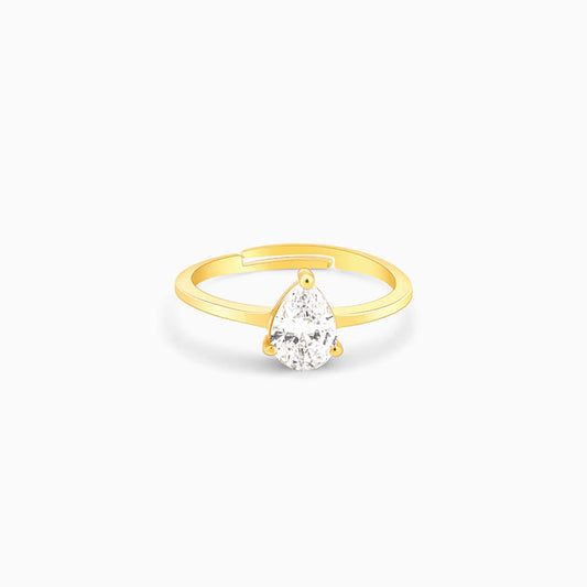 Golden Simple Zirconia Ring