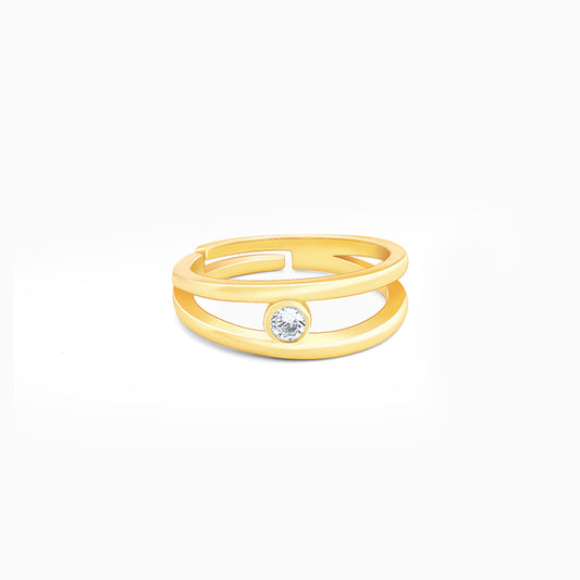 Golden Elliptical  Zirconia Ring