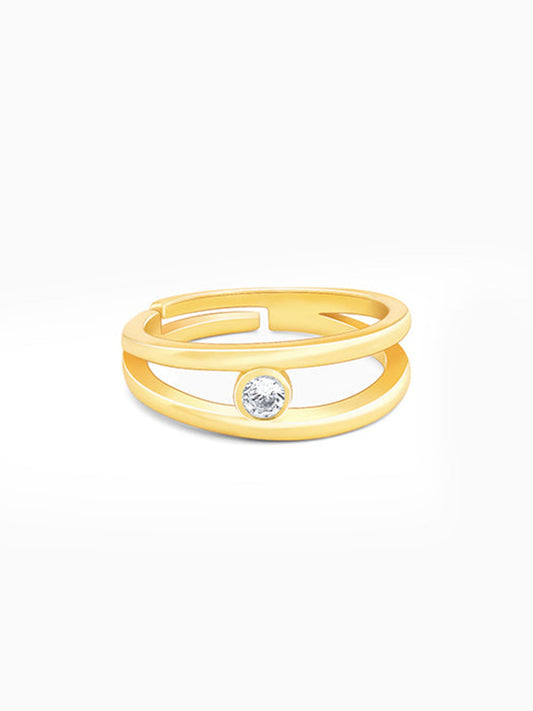 Golden Elliptical  Zirconia Ring
