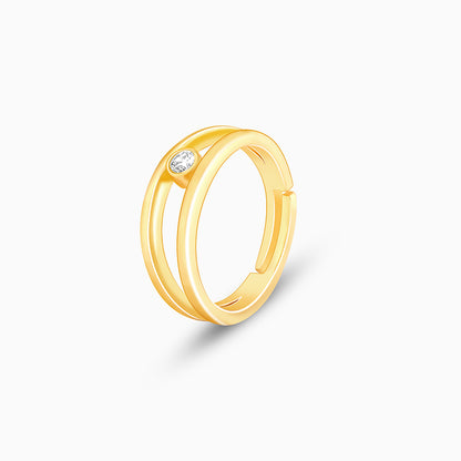 Golden Elliptical  Zirconia Ring