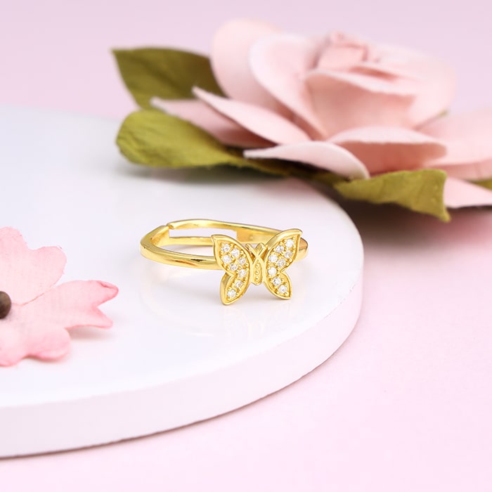 14K Gold Two Tone Butterfly Ring | Don Roberto Jewelers