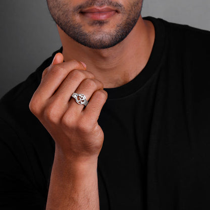 Silver Om Halo Ring For Him