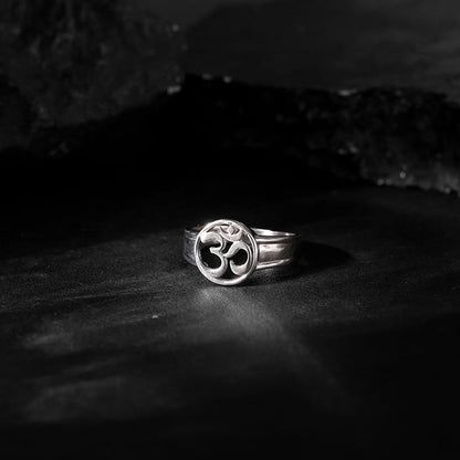 Silver Om Halo Ring For Him