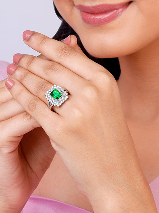 Silver Emerald Elite Ring