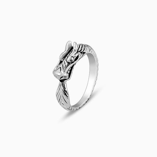 Oxidised Silver Dragon Ring For Him