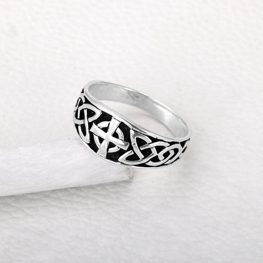 Oxidised Silver Classic Cross Ring For Him