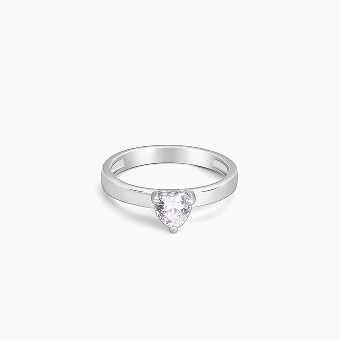 3/4 Carat Heart Shaped Lab Grown Diamond Studded Ring in Sterling Silv –  Netaya