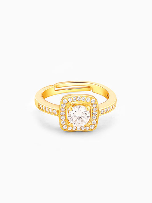 Golden Convex Zircon Ring