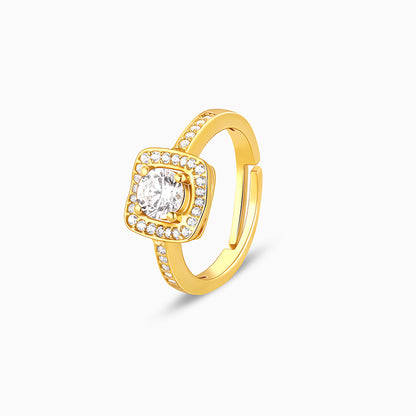 Golden Convex Zircon Ring