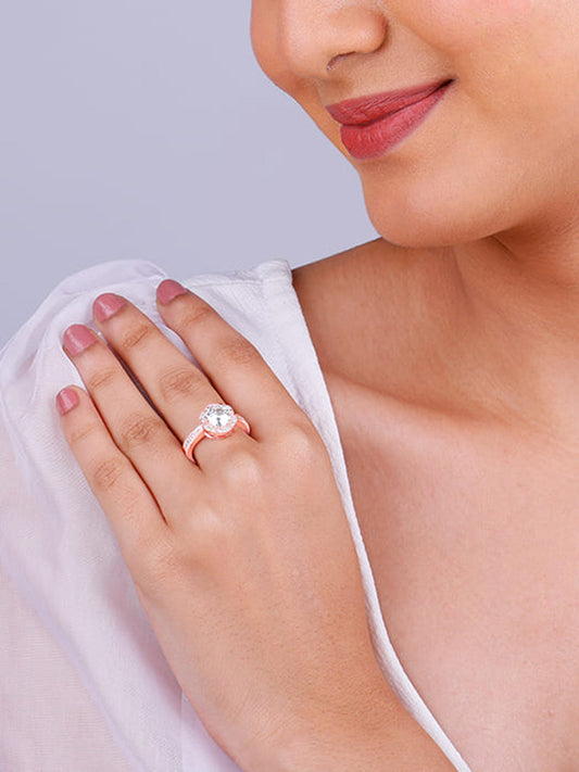 Rose Gold Floral Shine Ring
