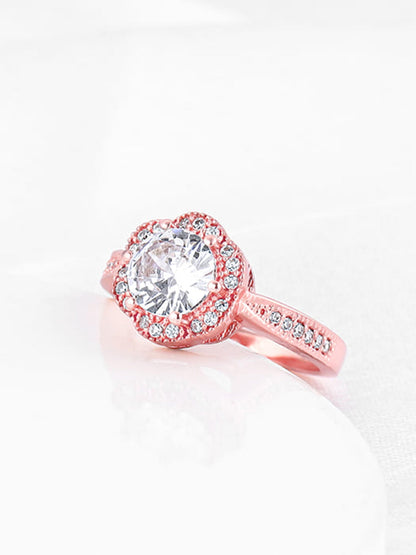 Rose Gold Floral Shine Ring