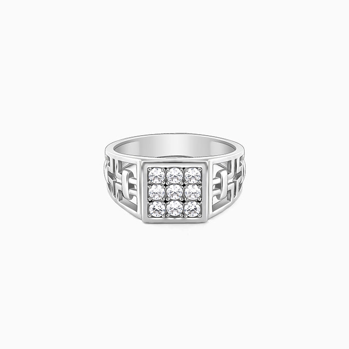 Silver Matrix Cross Ring For Him