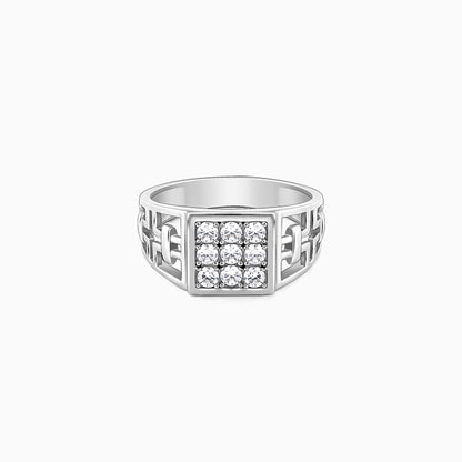 Silver Matrix Cross Ring For Him