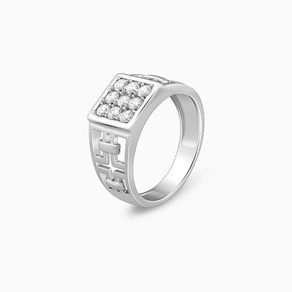 Silver Matrix Cross Ring For Him