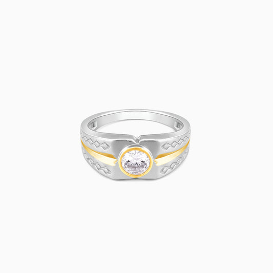 Silver and Golden Dual Tone Ring for Him