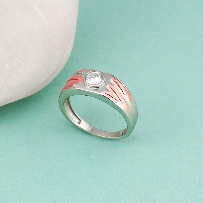 Buy Swirl With A Solitaire Bling Rose Gold Plated Sterling Silver Ring by  Mannash™ Jewellery
