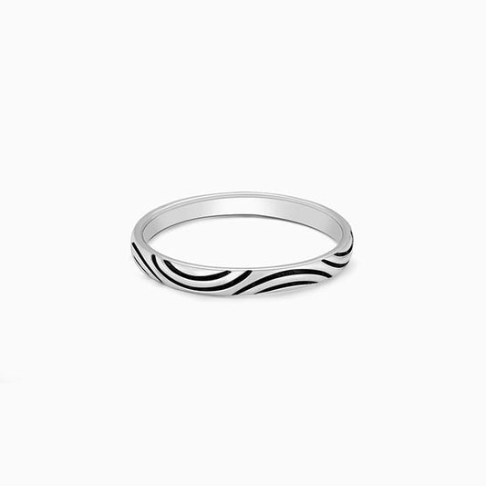 Oxidised Silver Ripple Ring