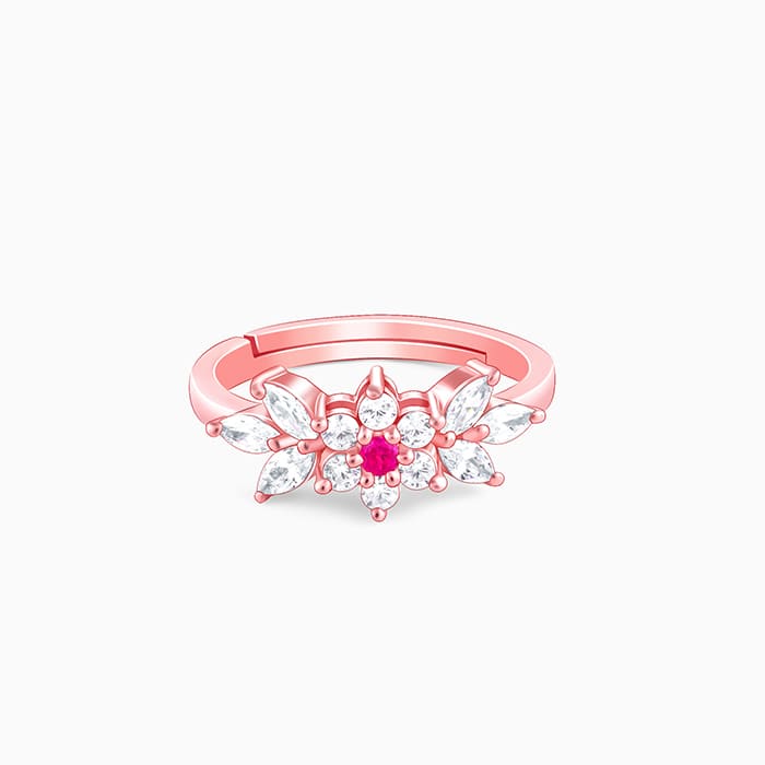 Rose Gold Royal Pink Floral Ring