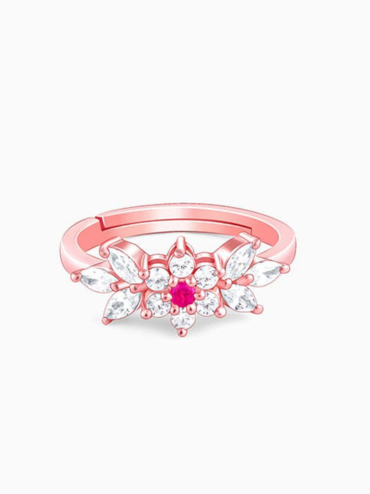 Rose Gold Royal Pink Floral Ring