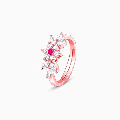 Rose Gold Royal Pink Floral Ring