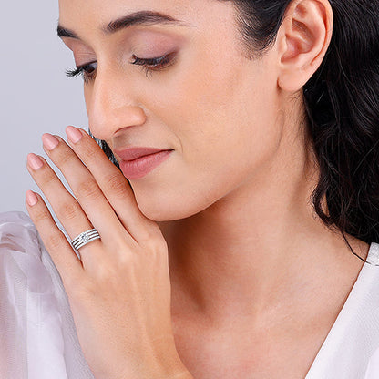 Silver Stacked Shine Ring