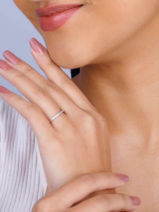 Silver Zircon Channel of Love Ring