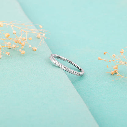 Silver Zircon Channel of Love Ring