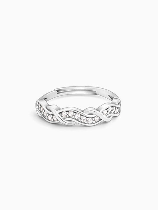 Silver Zircon Winding Wave Ring